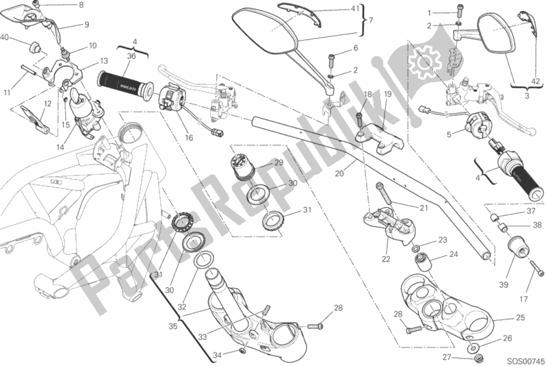 Todas as partes de Guiador E Controles do Ducati Monster 1200 S USA 2015